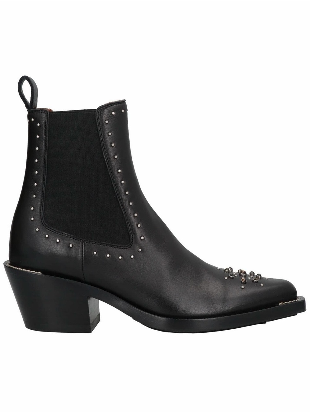CHLOE BLACK LEATHER COWBOY BOOTS